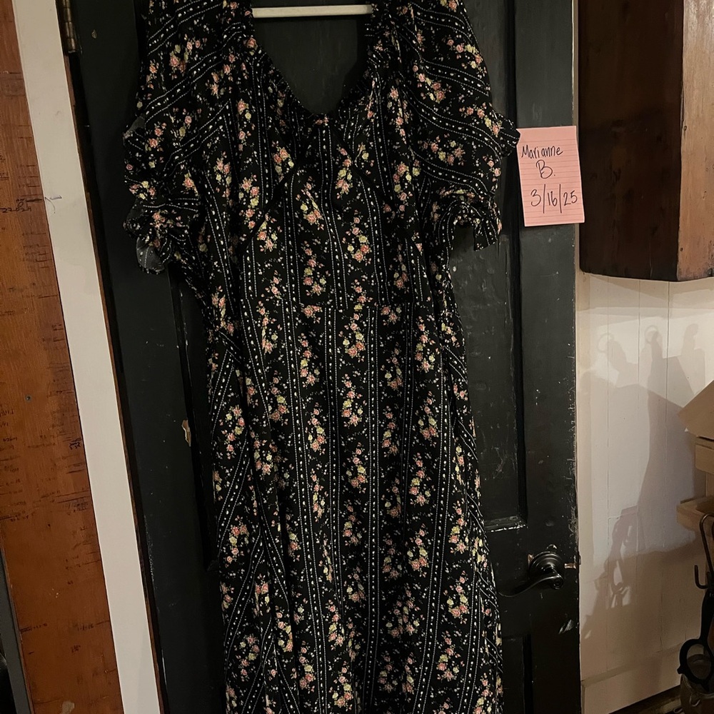 IVY CITY Floral Black Maxi Dress NWT